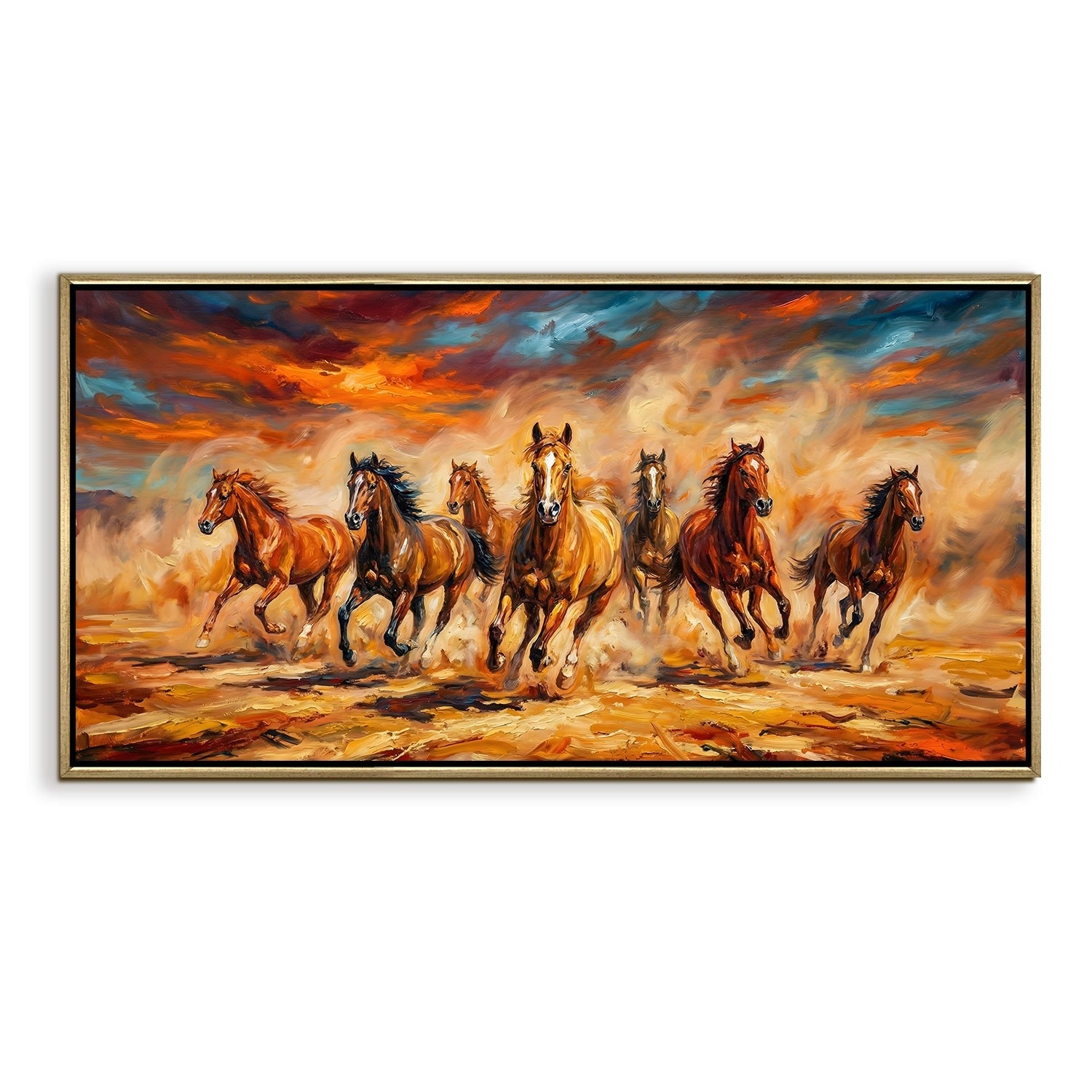 Seven Running Horses Wall Painting