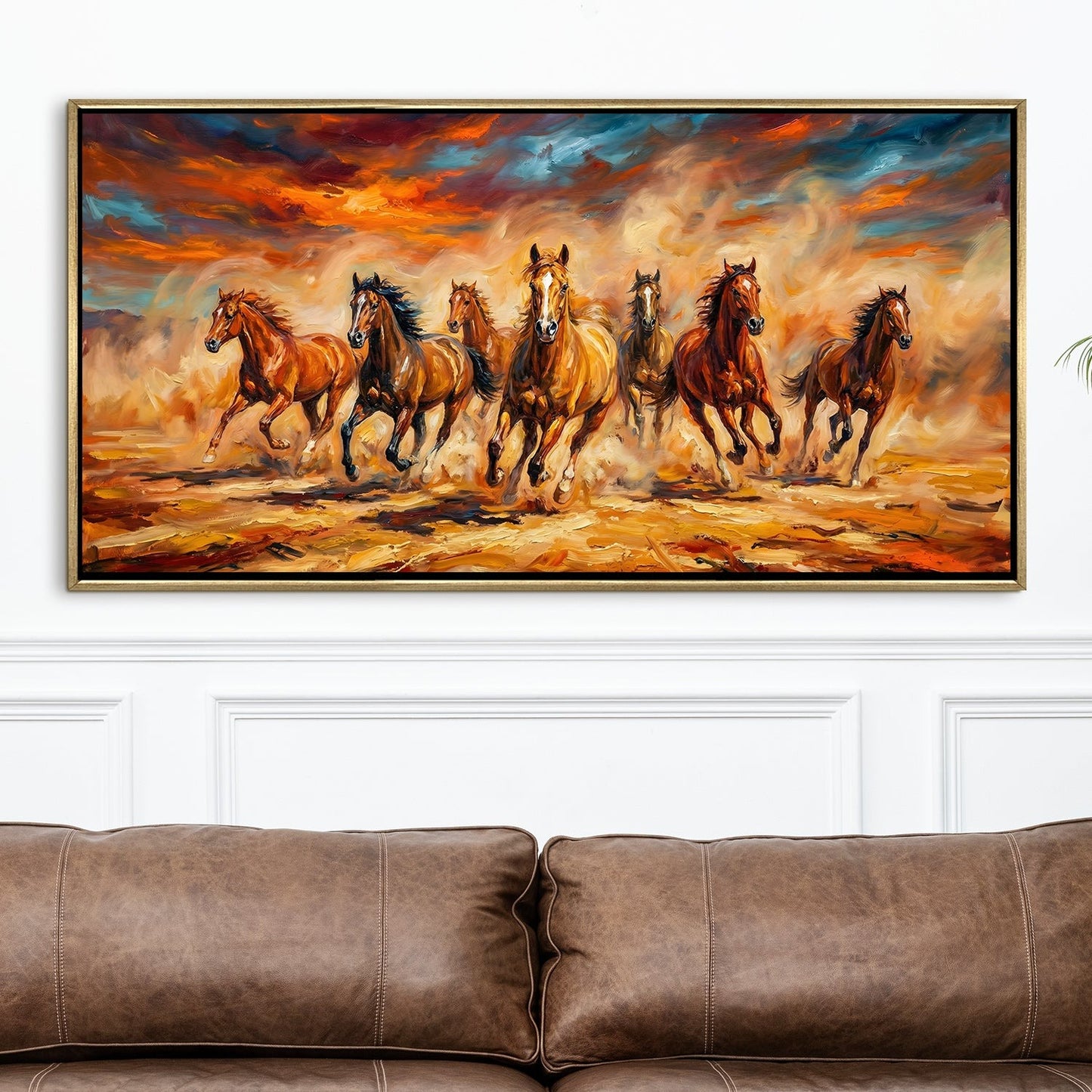 Seven Running Horses Wall Painting