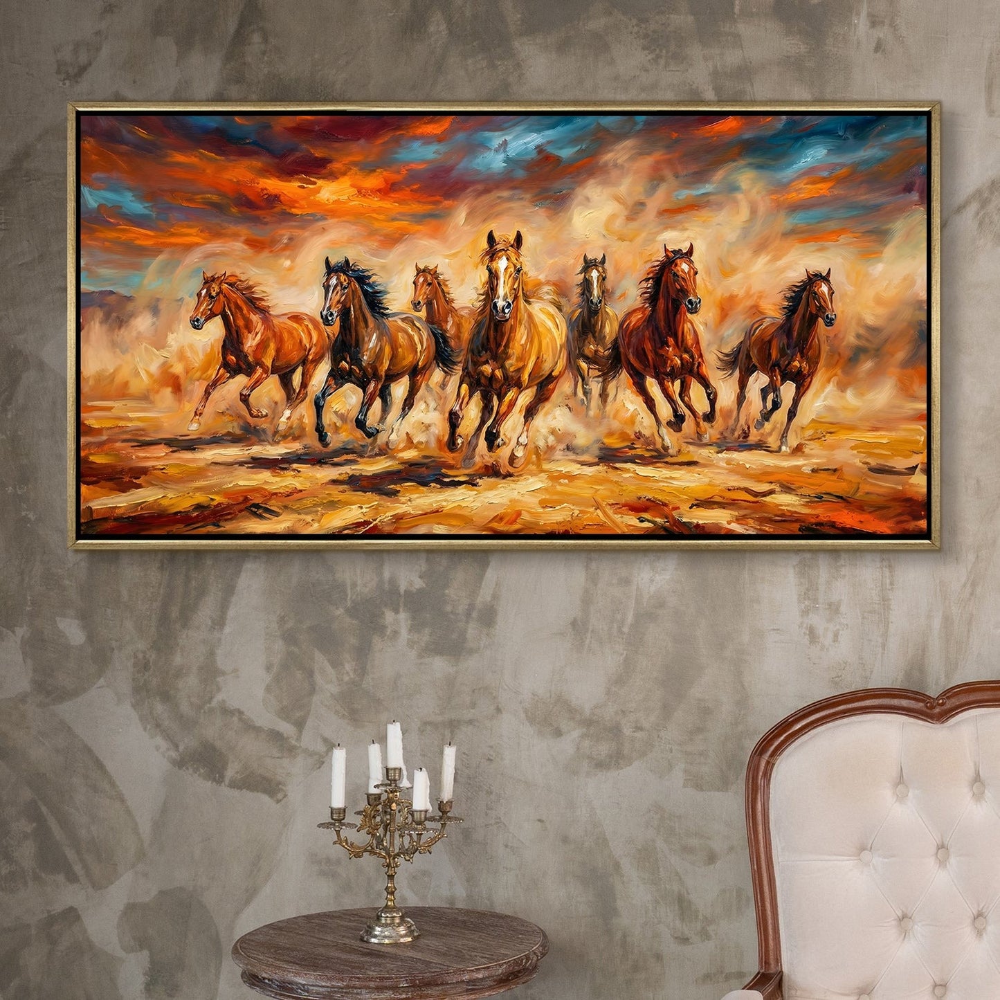 Seven Running Horses Wall Painting