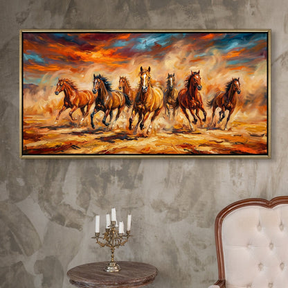 Seven Running Horses Wall Painting