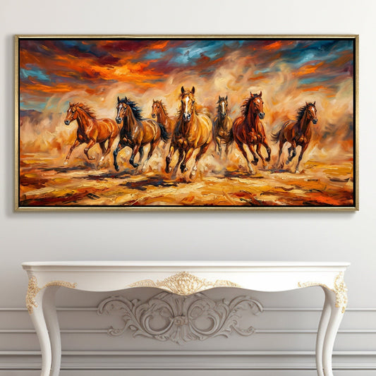 Seven Running Horses Wall Painting