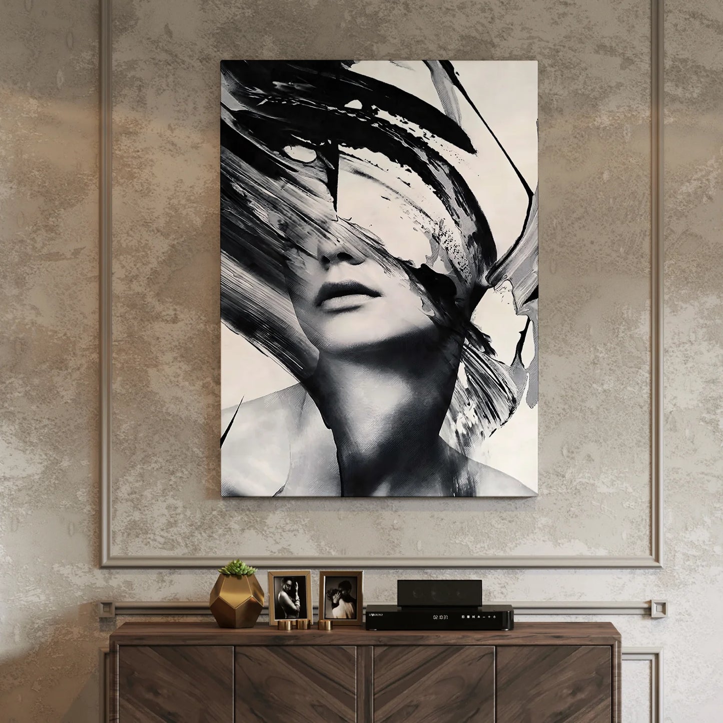 Abstract Black and White Woman Canvas Wall Art Painting For Home