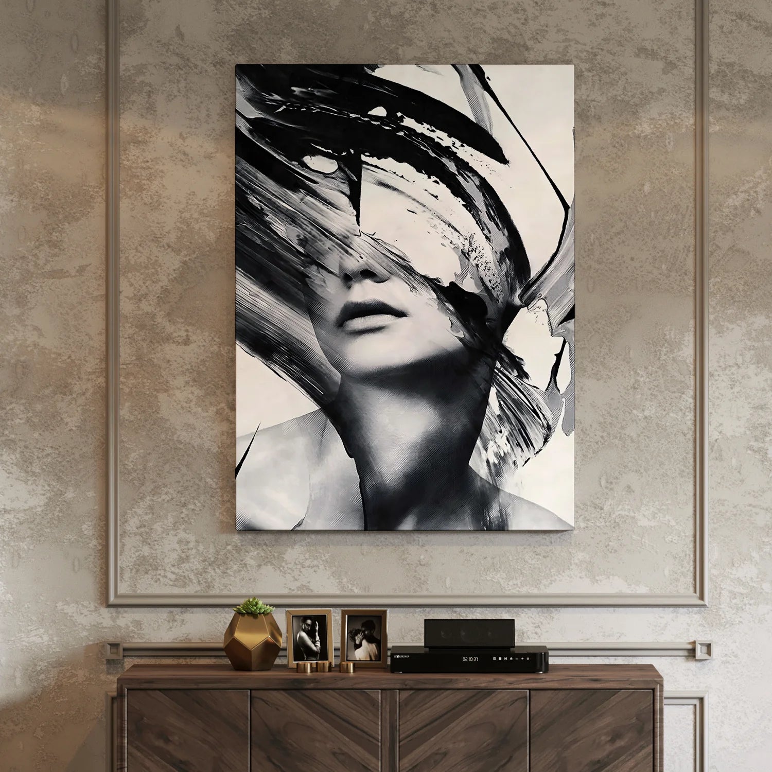 Abstract Black and White Woman Canvas Wall Art Painting For Home