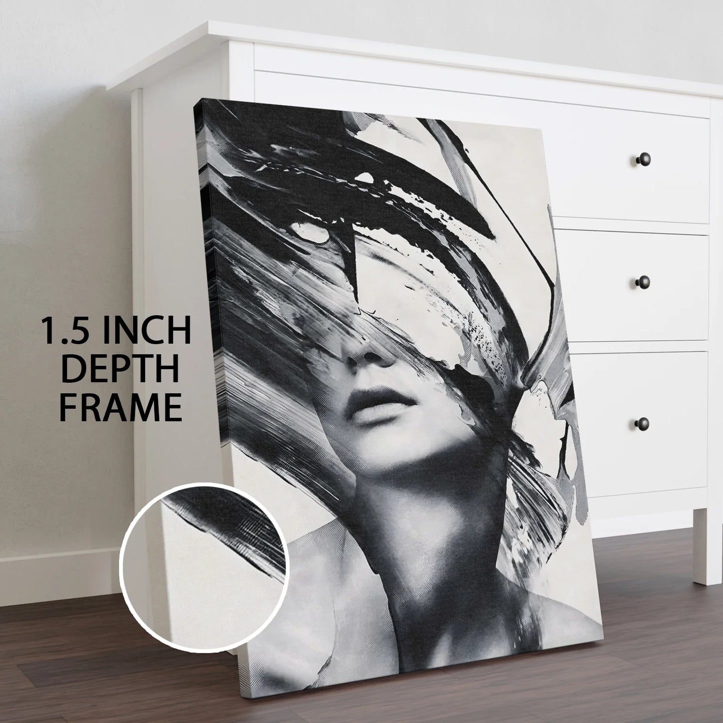 Abstract Black and White Woman Canvas Wall Art Painting For Home