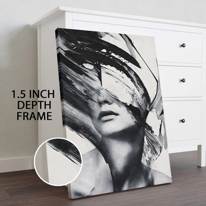 Abstract Black and White Woman Canvas Wall Art Painting For Home