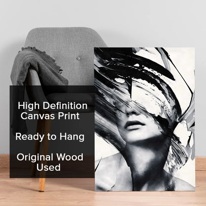 Abstract Black and White Woman Canvas Wall Art Painting For Home