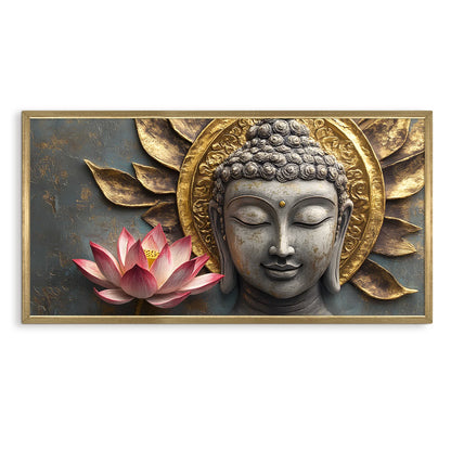 Golden Buddha and Lotus Flower Wall Decoration For Bedroom