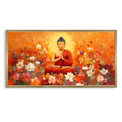 Buddha Floral Canvas Wall Painting For Bedroom