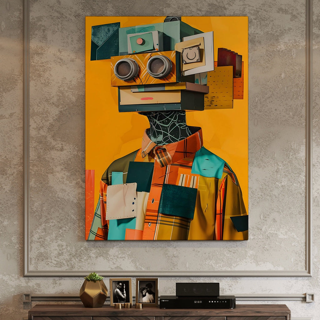 Patchwork Persona Wall Art Painting, HD Canvas Print, Framed, Ready to Hang
