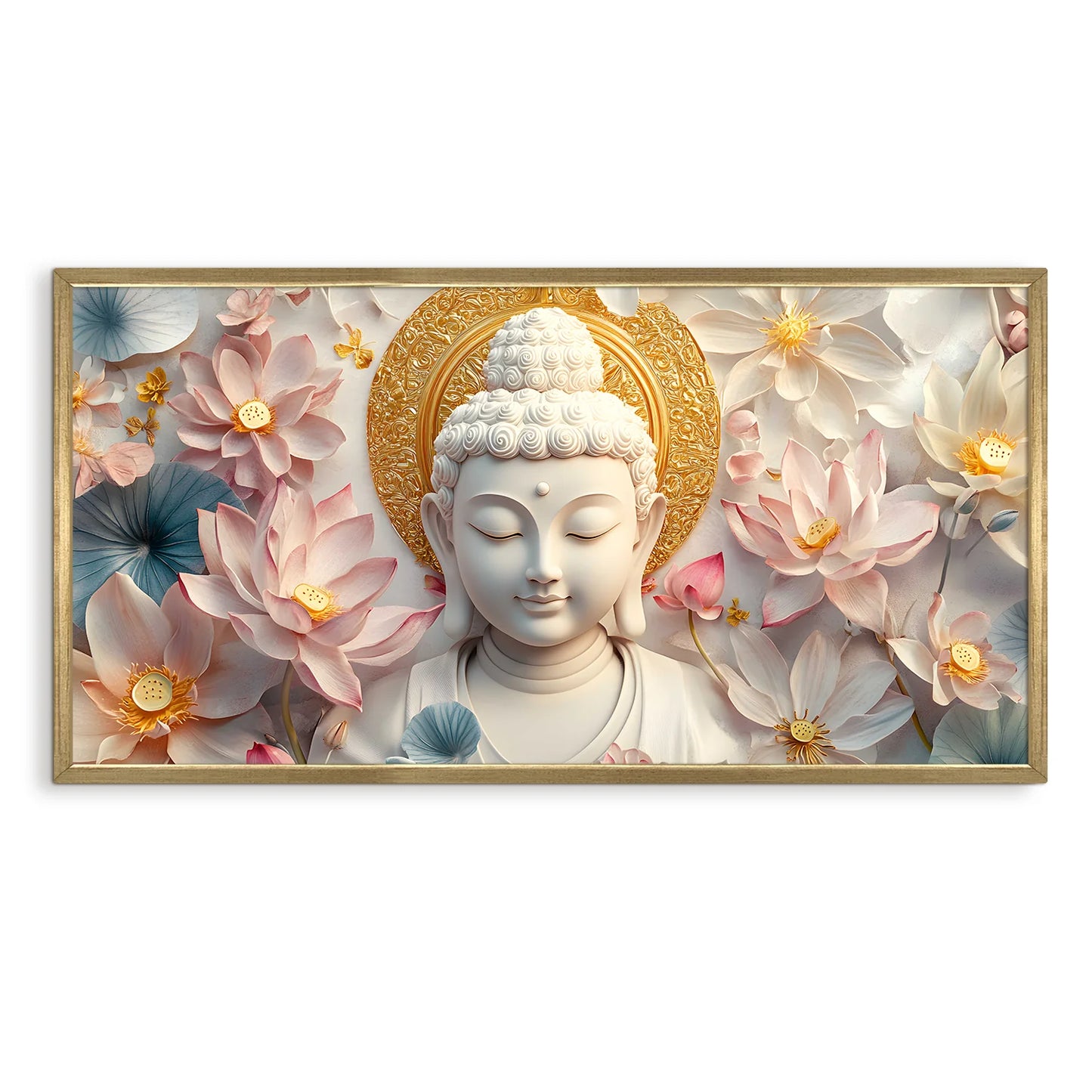 Divine Buddha with Lotus Flower Wall Decor For Bedroom