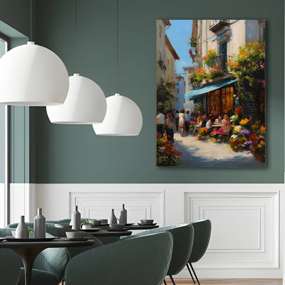 Vintage Street Wall Canvas Painting For Restaurant And Hotel