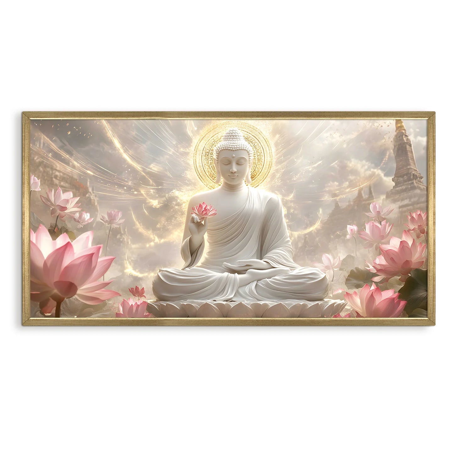 Lord Buddha And Lotus Wall Decor For Bedroom