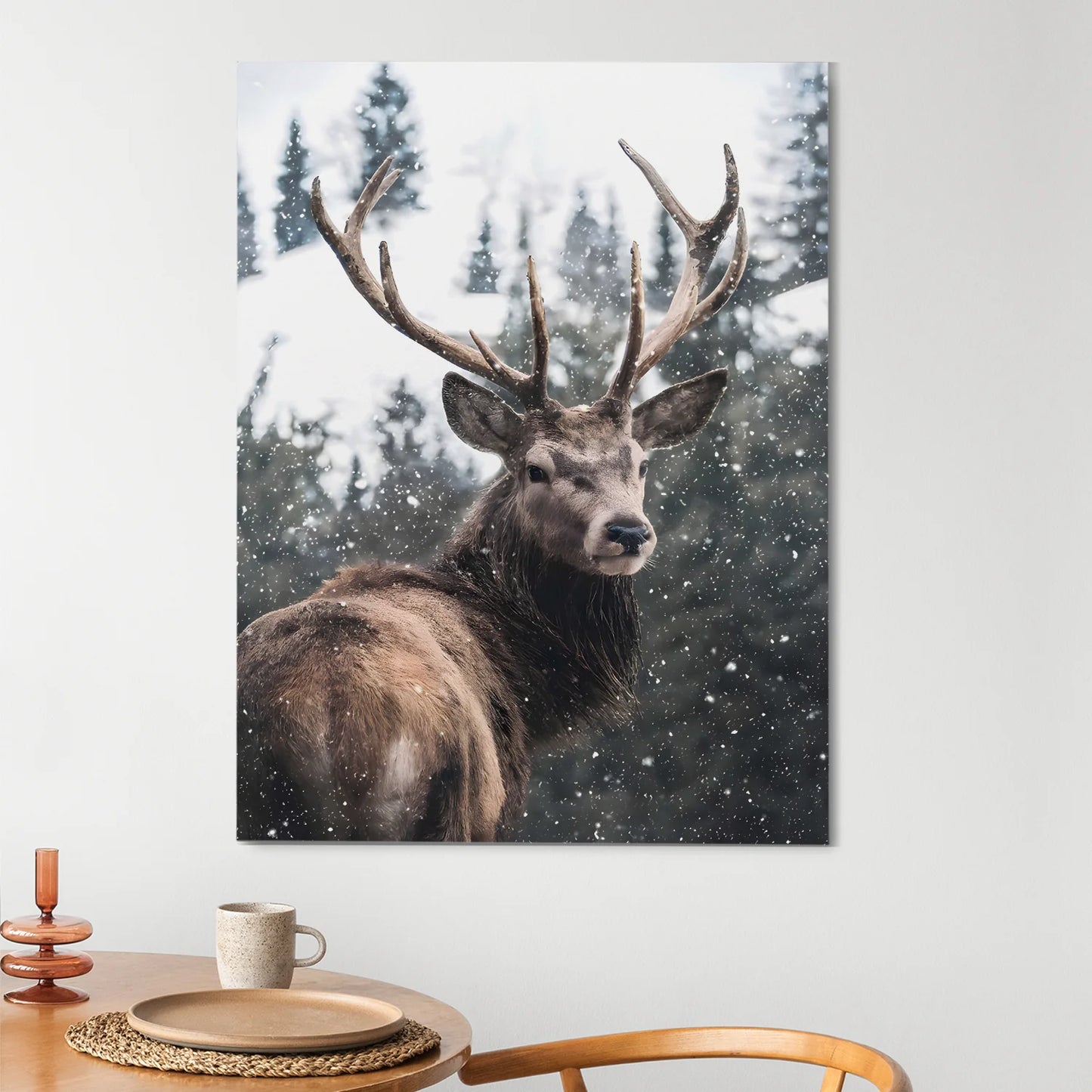 Snow Deer Canvas Wall Art Wildlife