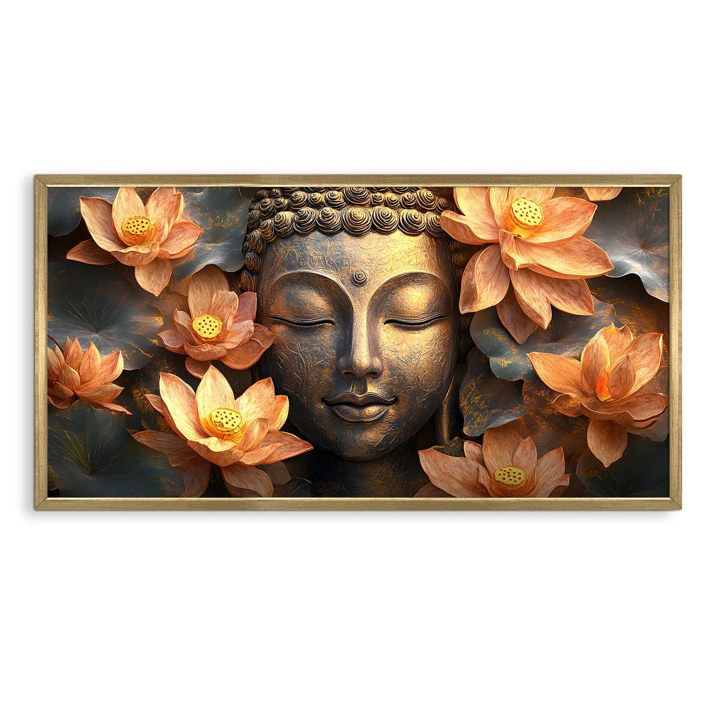 Buddha Floral Canvas Wall Painting For Home Decoration