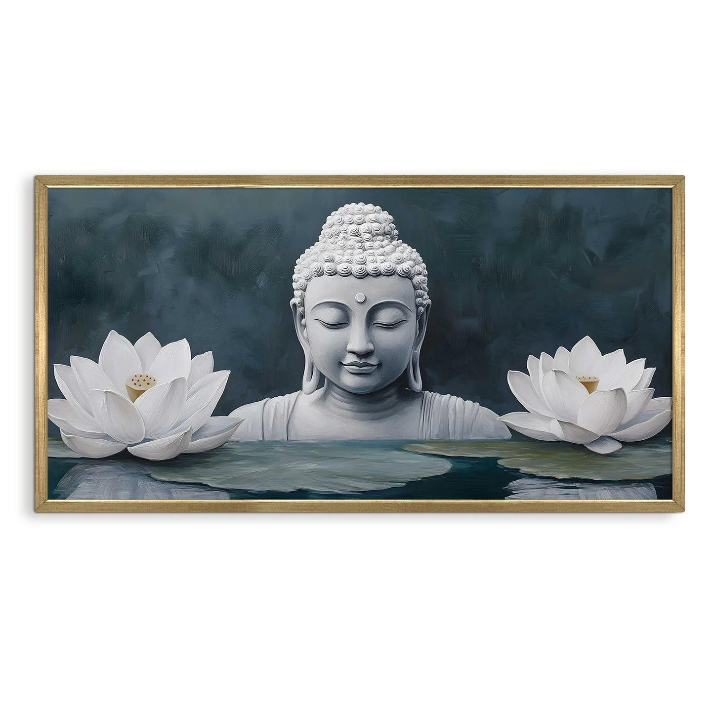 Buddha with White Lotus Wall Art For Home Decoration