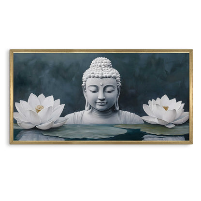 Buddha with White Lotus Wall Art For Home Decoration