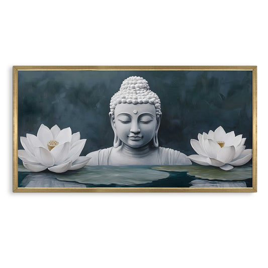 Buddha with White Lotus Wall Art For Home Decoration
