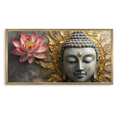 Golden Buddha with Lotus Wall Art For Living Room