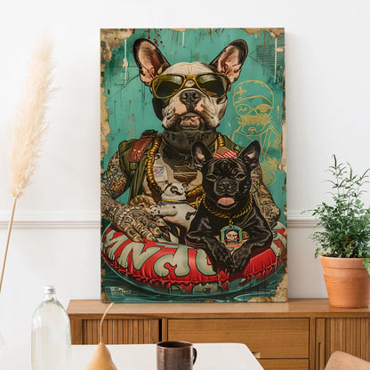 Funky Bulldog Graffiti Canvas Wall Art Painting