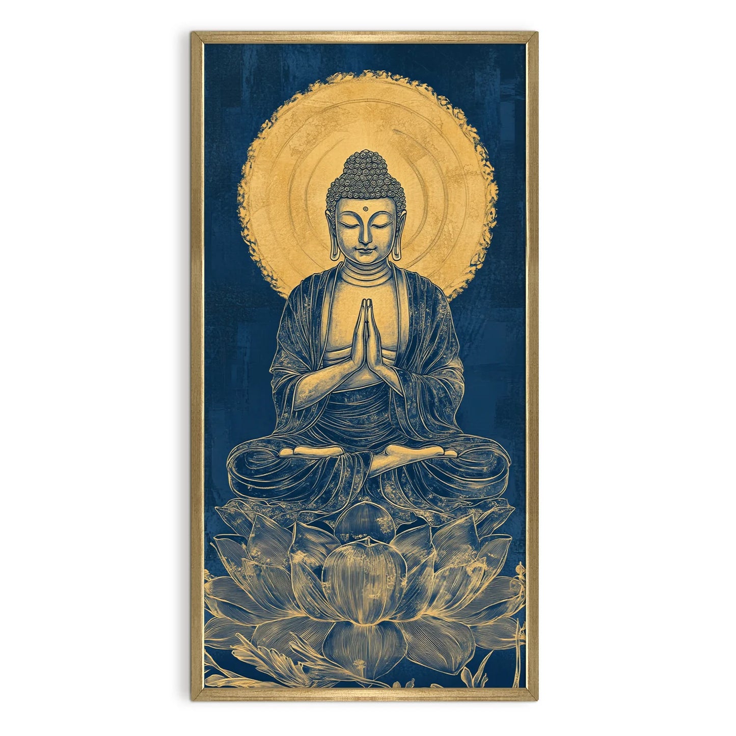 Lord Buddha On Lotus Canvas Wall Painting