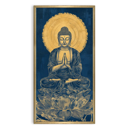 Lord Buddha On Lotus Canvas Wall Painting
