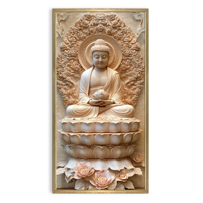 Lord Buddha Meditation With Lotus Canvas Wall Painting For Office Decoration