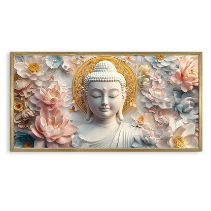 Golden Buddha and Lotus Flower Wall Art