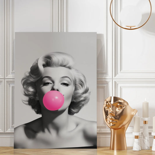 Marilyn Monroe Pink Bubble Gum Maximalist Altered Wall Art