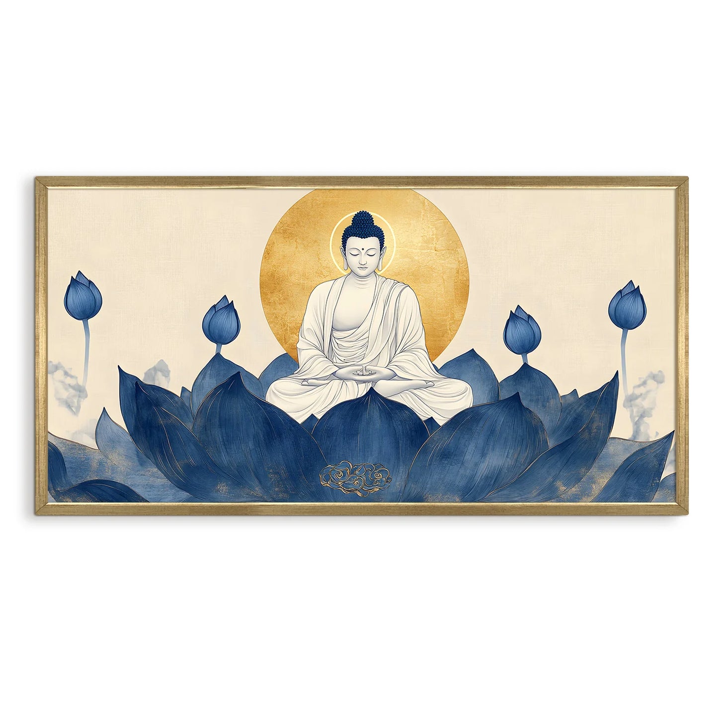Blue Lotus Buddha Wall Art For Home Decor