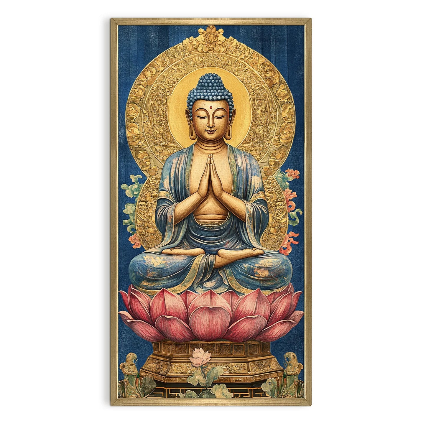 Lord Buddha With Lotus Canvas Wall Painting For Home