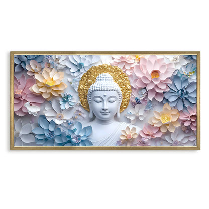 Buddha with Pastel Lotus Wall Canvas Painting For Home Decor