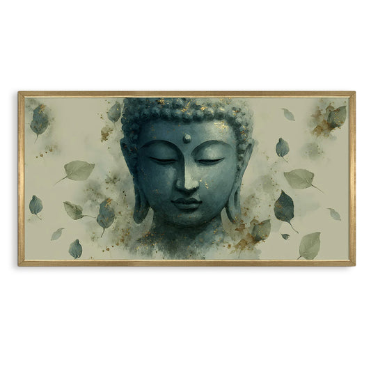 Abstract Blue Buddha Face Wall Canvas Painting
