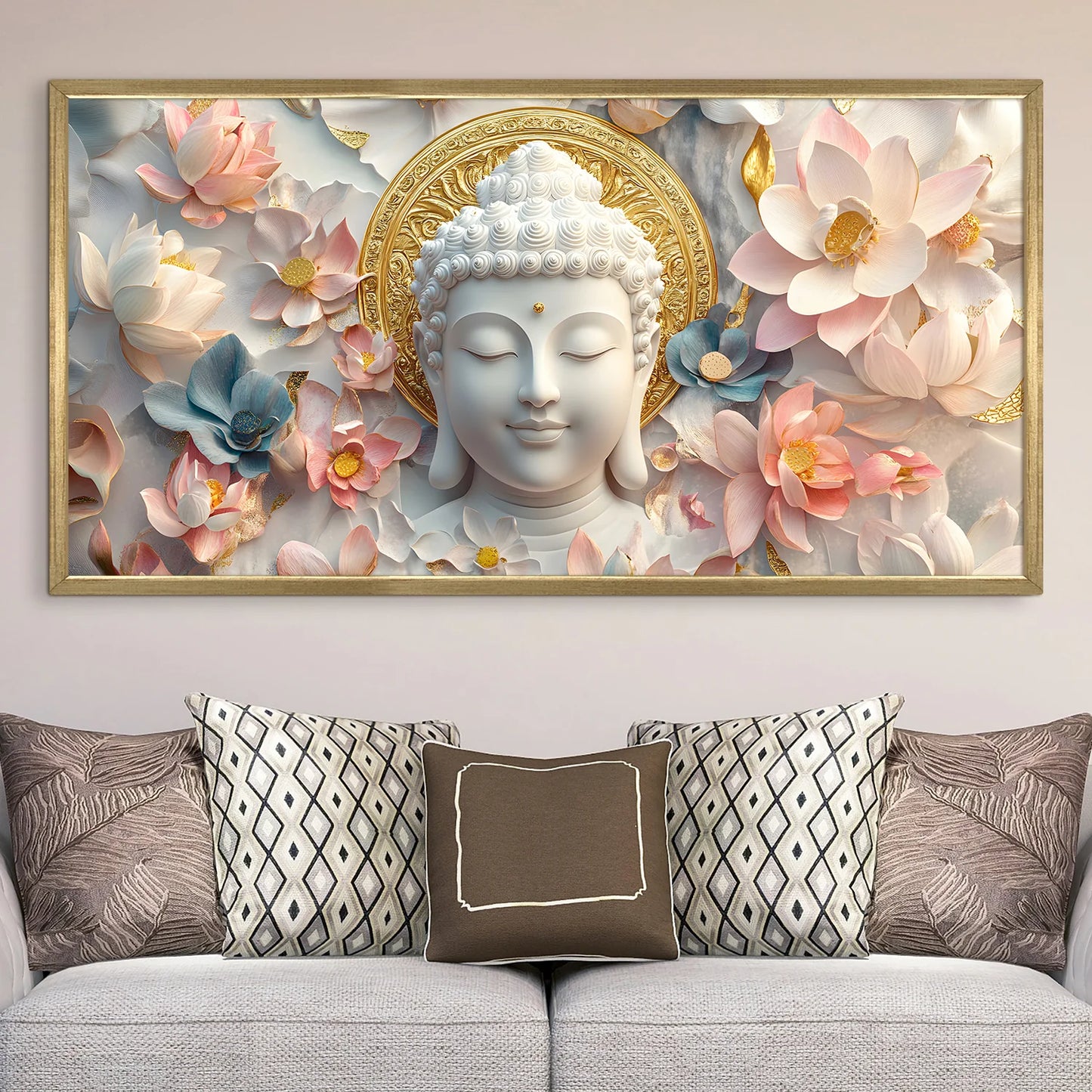 Golden Buddha with Lotus Wall Art