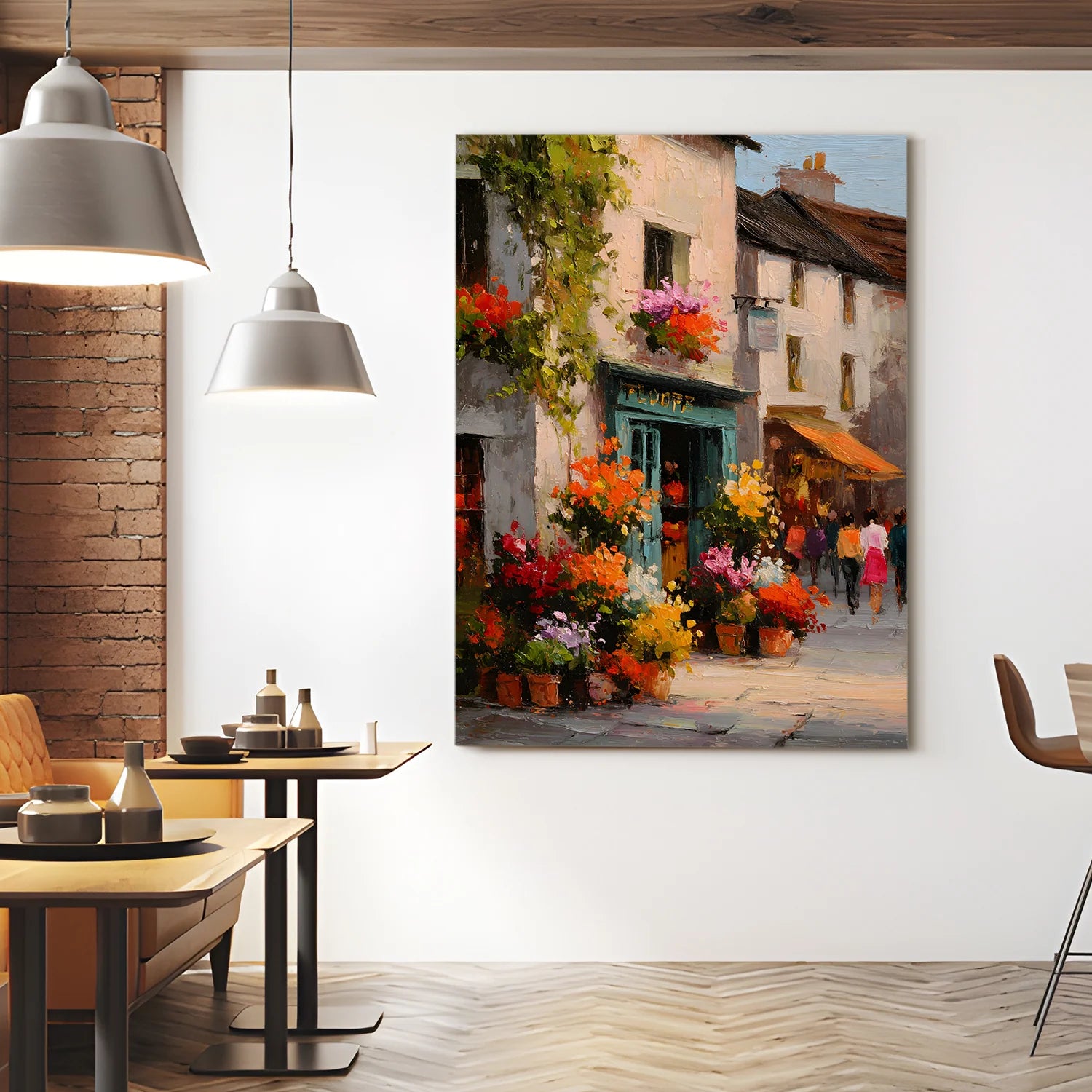 Vintage Flower Shop Wall Canvas Wall Art 