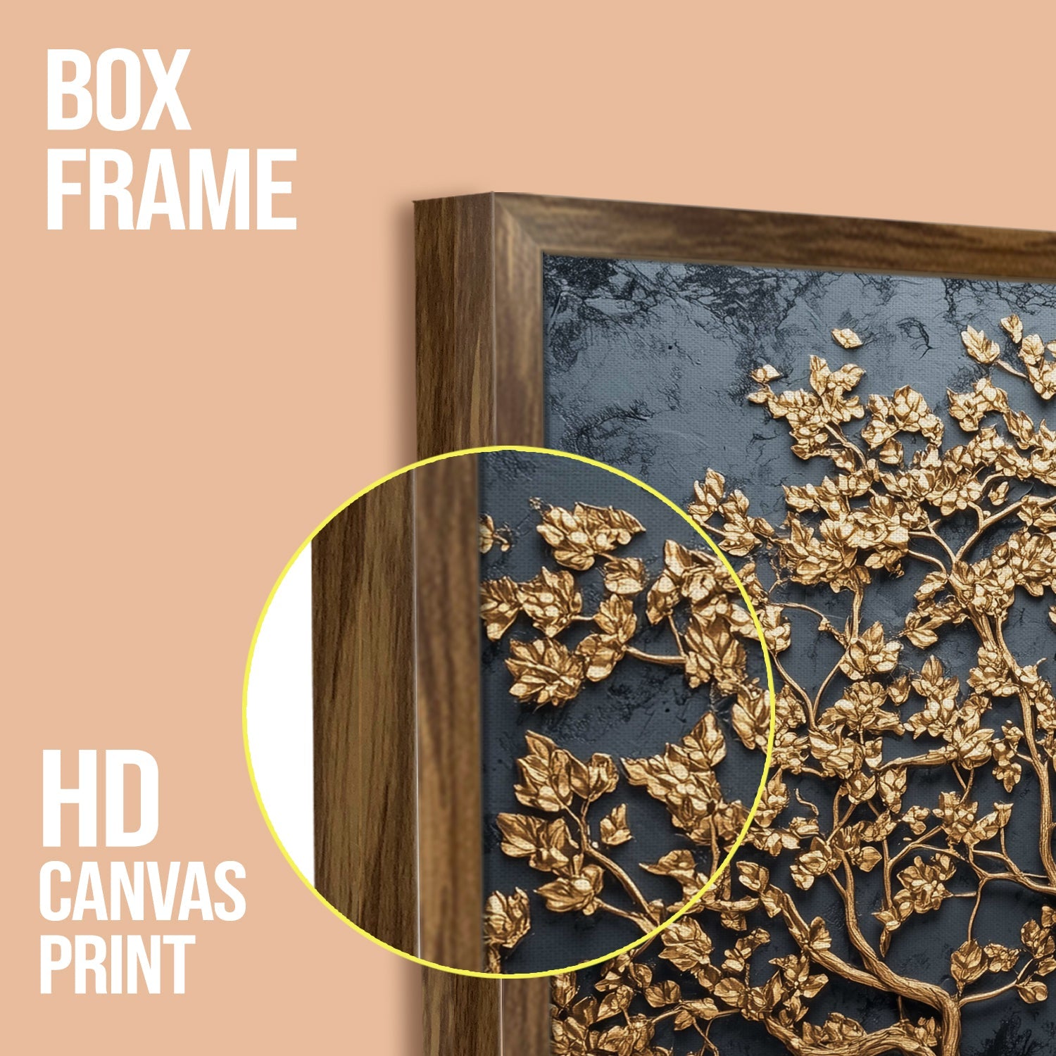 Abstract Golden Lucky Wish Tree Vastu Canvas Painting