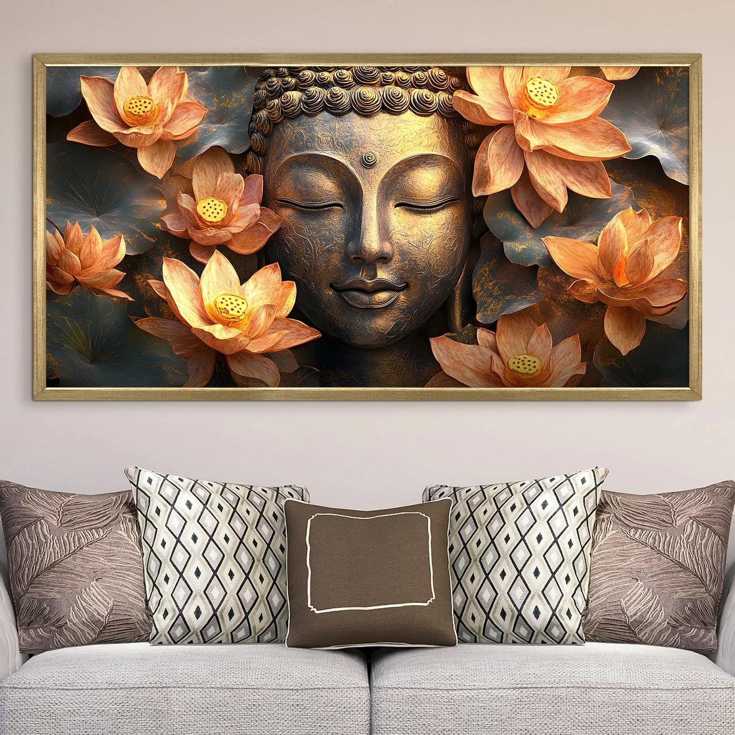 Buddha Floral Canvas Wall Painting For Home Decoration