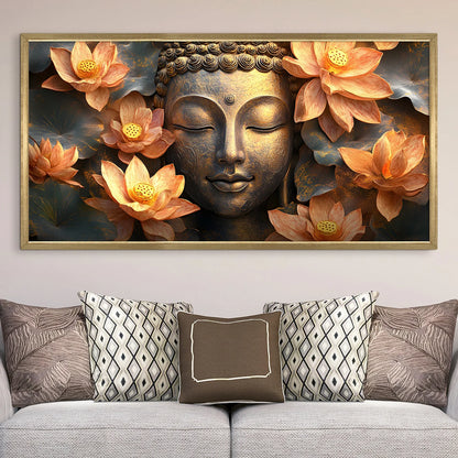 Buddha Floral Canvas Wall Painting For Home Decoration