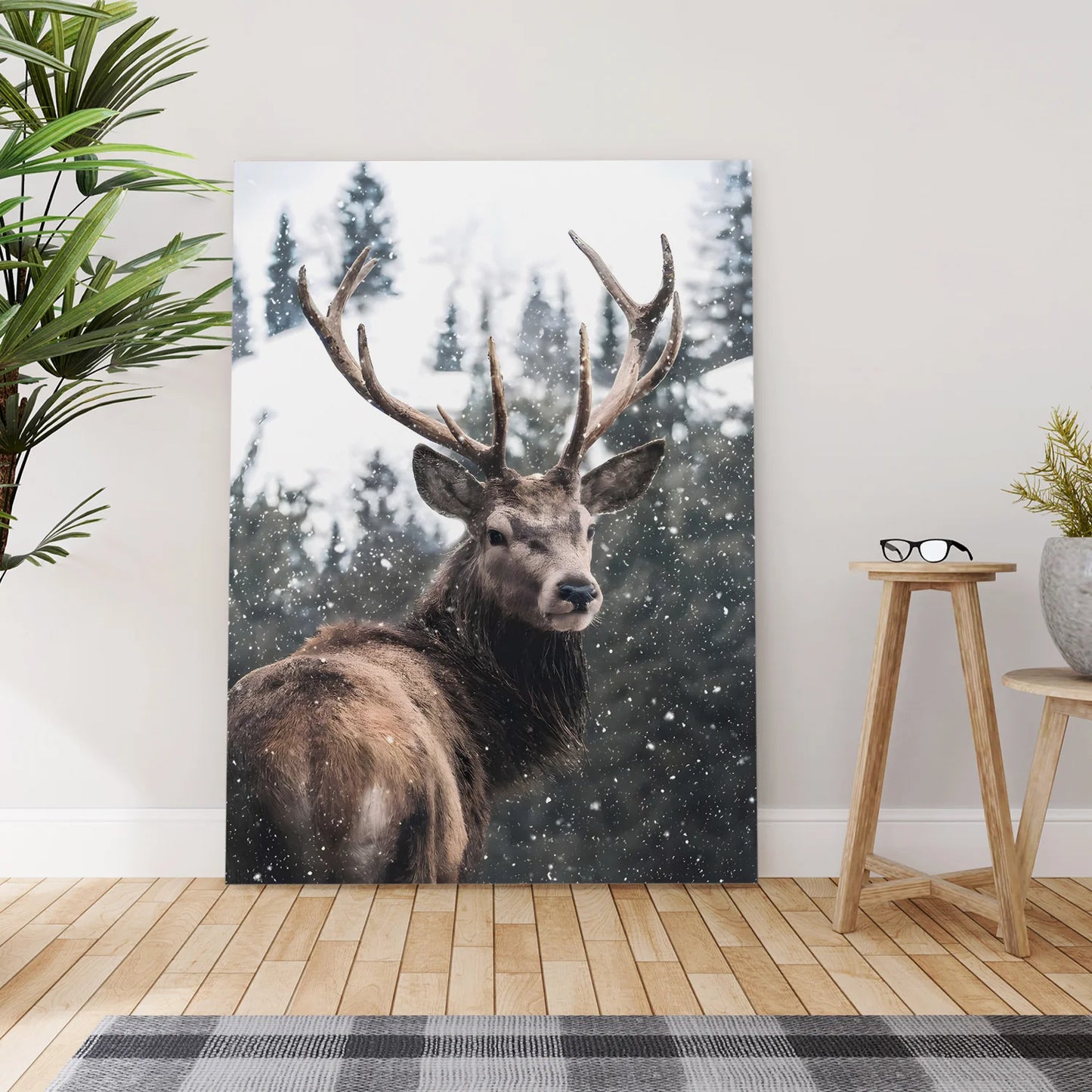 Snow Deer Canvas Wall Art Wildlife