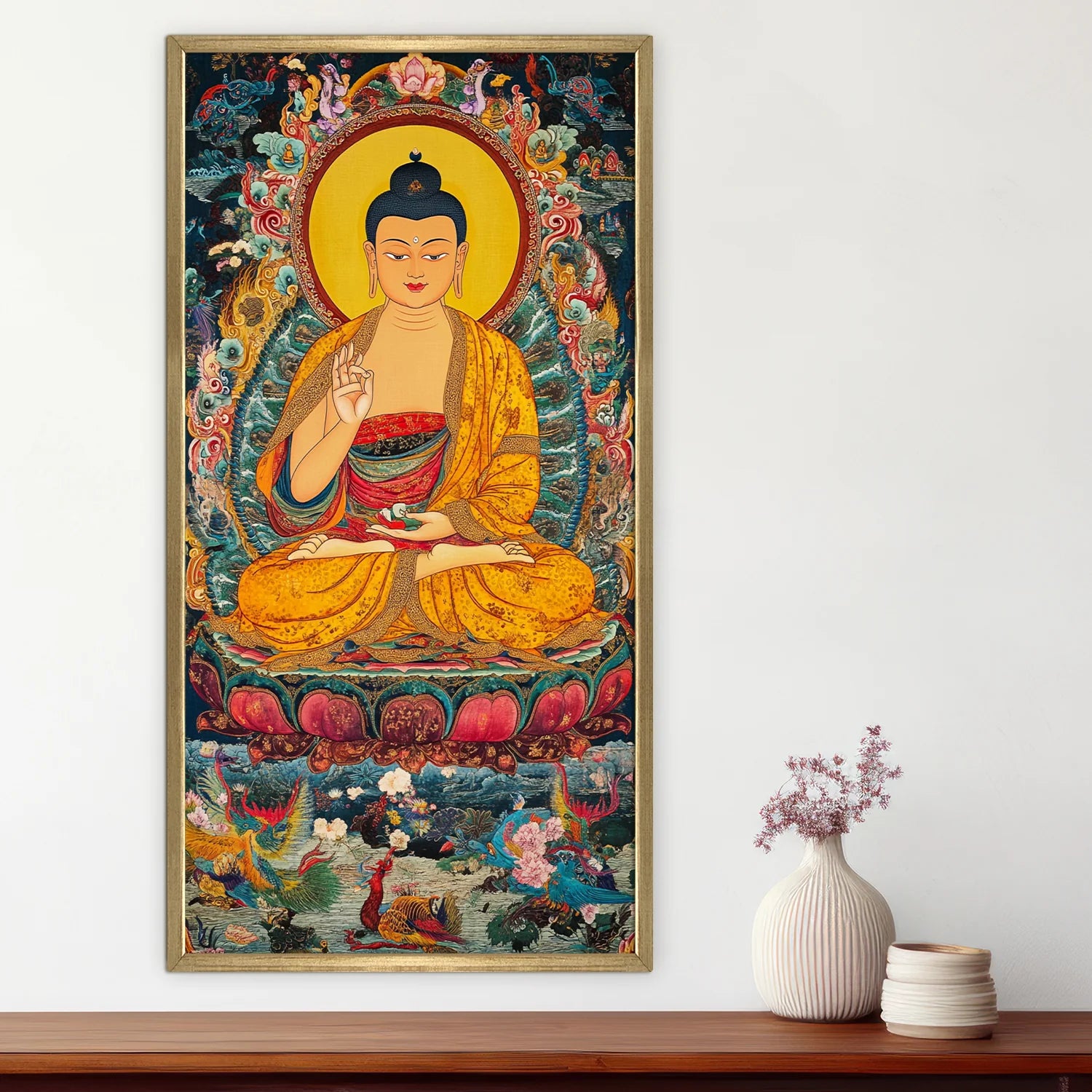 Lord Buddha Meditation Colourful Canvas Wall Painting