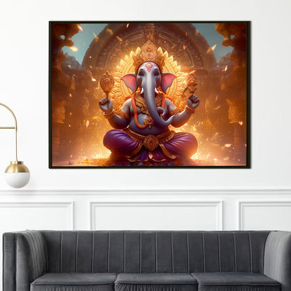 Large sized Lord Ganesha canvas painting for home and office