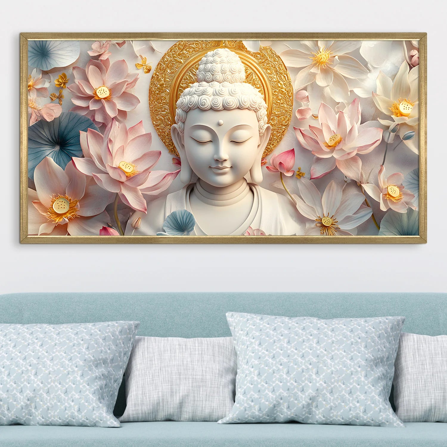 Divine Buddha with Lotus Flower Wall Decor For Bedroom