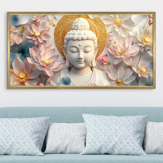 Divine Buddha with Lotus Flower Wall Decor For Bedroom