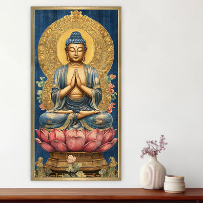 Lord Buddha With Lotus Canvas Wall Painting For Home