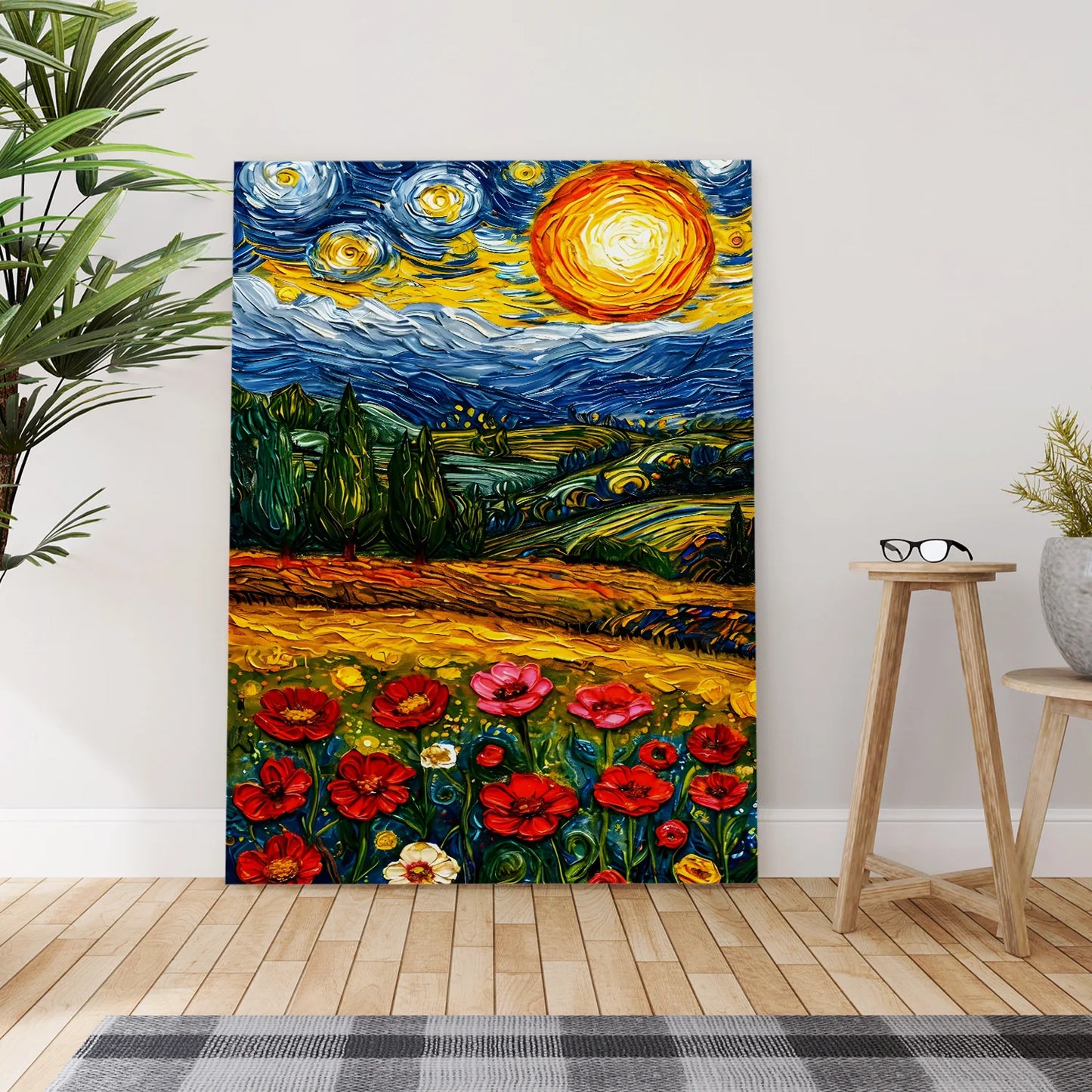 Swirling Meadows Canvas Wall Art Painting For Hotel
