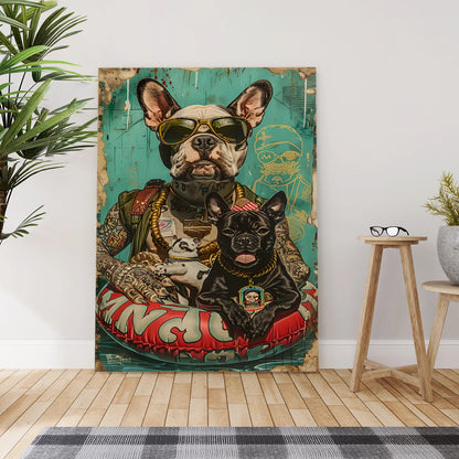 Funky Bulldog Graffiti Canvas Wall Art Painting