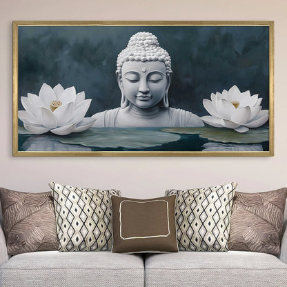 Buddha with White Lotus Wall Art For Home Decoration