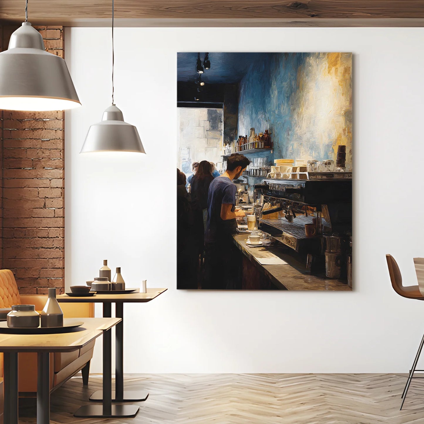 Modern Coffee Shop Wall Art – Stylish Café Interior Canvas
