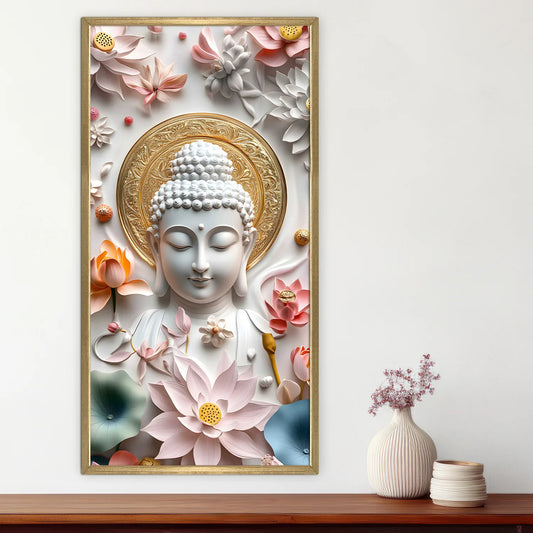 Lord Buddha Face Meditation Canvas Wall Painting For Home 