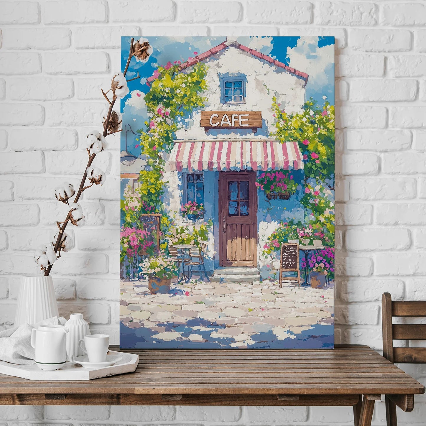 Floral Cafe Getaway Wall Art Painting For Home Decor