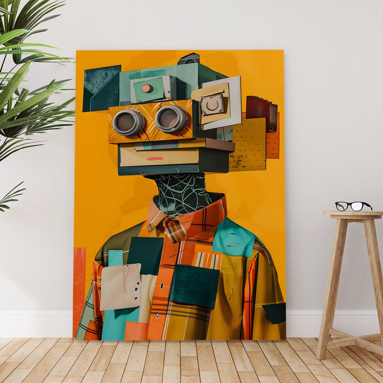 Patchwork Persona Wall Art Painting, HD Canvas Print, Framed, Ready to Hang